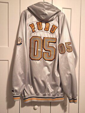 Vintage FUBU Athletics 1992 JSY Hoodie Gray QUEENS #05 MENS Size XXL